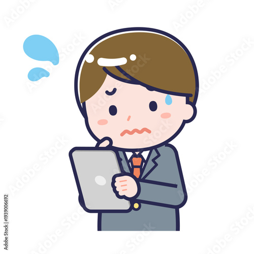 タブレットを使う「学生」の男性