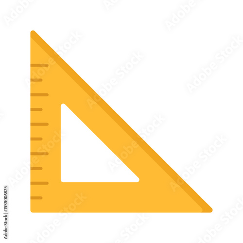 Triangle Ruler Flat design style, measuring set square ruler symbolizing drafting precision ideal for design layouts crafting measurements and technical drawing visuals.
