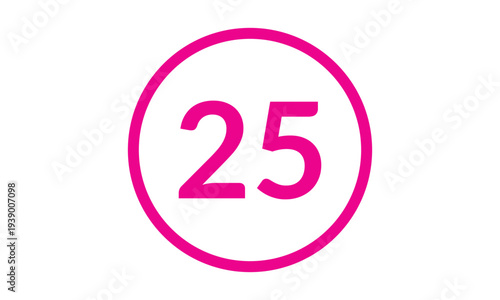 abstract bullet point number 25 on pink outline circle design.
