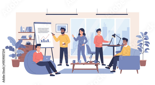 Group of people in office setting.