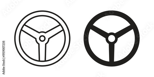 Steering wheel icon - editable stroke vector illustration eps10.
