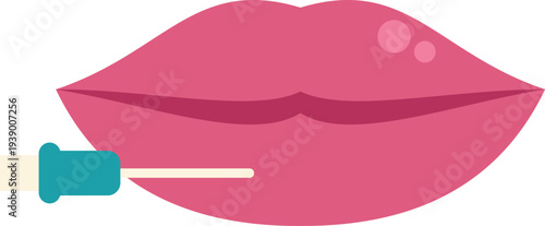 Pink lips receiving a cosmetic filler injection with a syringe