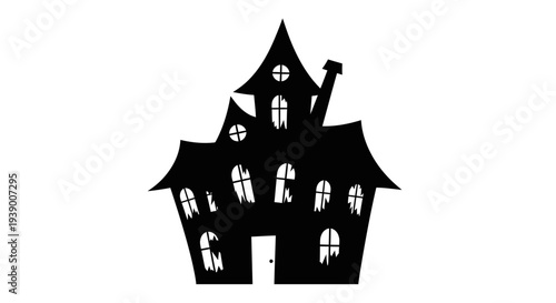 Black Silhouette of Haunted House.