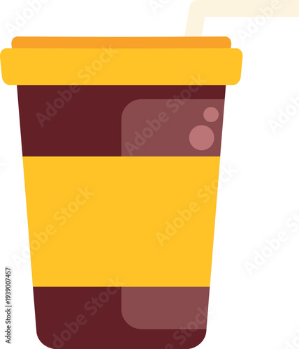 Disposable cup with straw for a refreshing takeaway drink