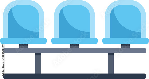 Three blue public seats representing awaiting at a terminal