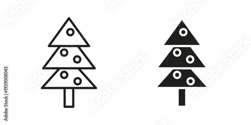 Tree christmas icon - editable stroke vector illustration eps10.
