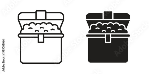Treasure chest icon - editable stroke vector illustration eps10.