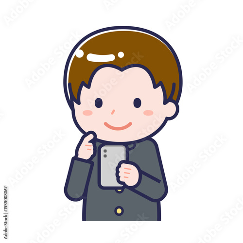 スマートフォンを使う「学生」の男性