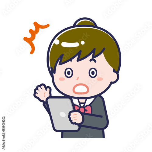 タブレットを使う「学生」の女性