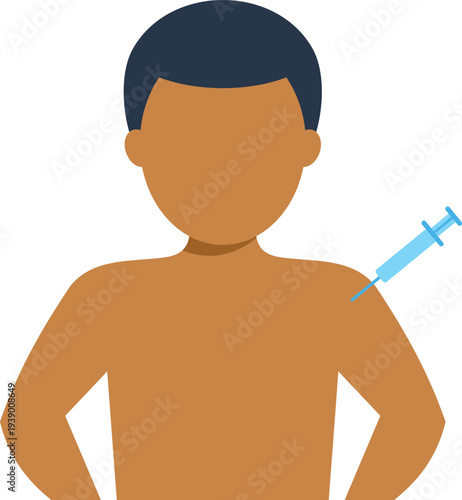 Person getting an immunization shot with a syringe, illustrating health and protection