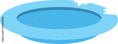 Broken blue ceramic plate with chipped rim, symbolizing damage and waste