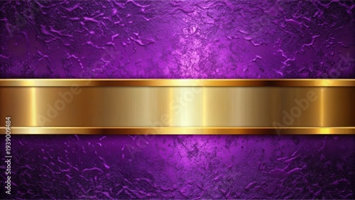 Luxurious Purple Textured Background with Golden Metallic Band for Elegant Designs and Presentations