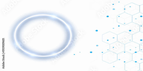 Abstract blue vector background with a colorful pattern of light bubbles and circular motion curves for an artistic backdrop design