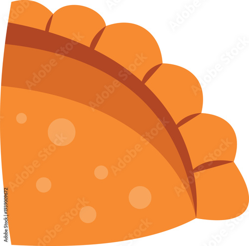 Bright vector illustration of a baked empanada with golden crust and detailed texture design