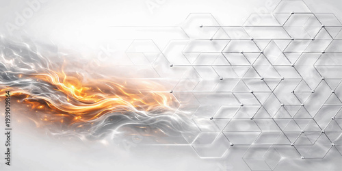 Abstract fire and smoke background featuring a blue light energy pattern and vector texture design for a modern technology business wallpaper or web art illustration backdrop