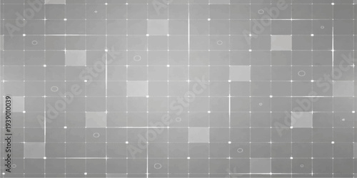 A seamless blue and grey geometric vector illustration featuring a mosaic of square tile textures and colorful pixel shapes creates a modern abstract background design for a decorative wall backdrop