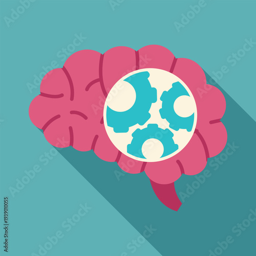 Human brain with cogs symbolizing mental activity, learning, and developing ideas