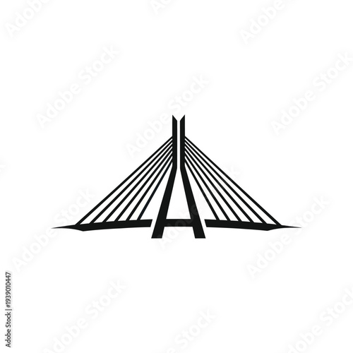 Cable Stayed Bridge Silhouette Illustration Design.