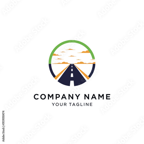 Road Logo Design Template with Sky.
