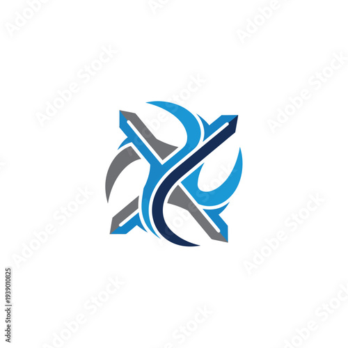 Abstract Blue and Black Logo Design Element.