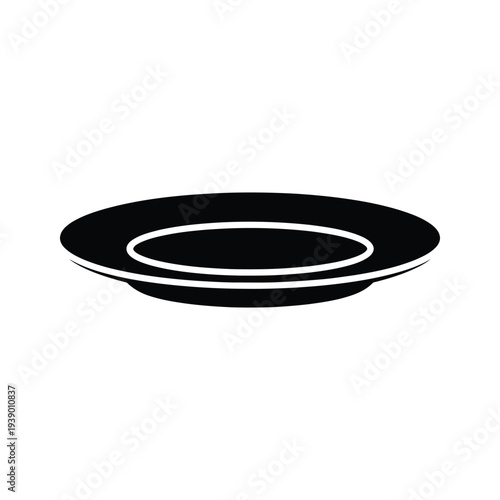 Plate Black Icon Empty Service Catering