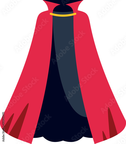 Elegant red and black cloak illustration symbolizing magic, fantasy, and heroism
