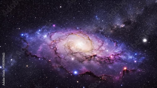 A vibrant galaxy swirls amidst a sea of stars, showcasing celestial beauty