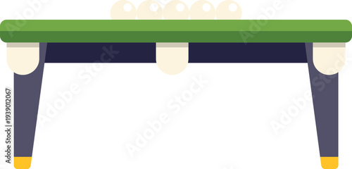 Simple flat design of a pool table with billiard balls arranged neatly on top