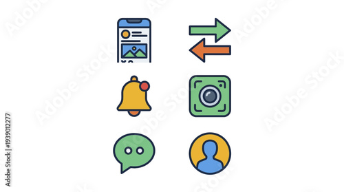 Smartphone Communication And Sync Arrows With Messaging Screens