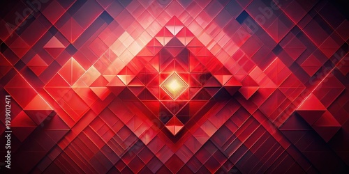 Wallpaper Mural Abstract Crimson Geometric Mosaic Intricate Design of Interlocking Polygons and Triangles with a Central Glowing Element Torontodigital.ca