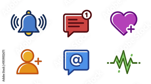 Notification Alert Message Bubble Favorite Heart And User Contact With Signal Activity