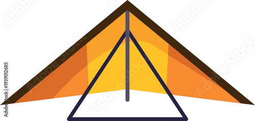 Simple vector design of an orange hang glider symbolizing flight and adventure