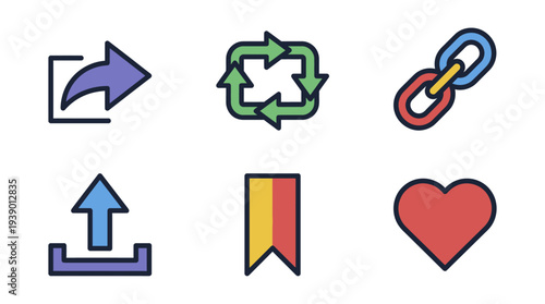 Sharing And Linking Symbols With Arrow Recycle Chain Upload Bookmark And Heart
