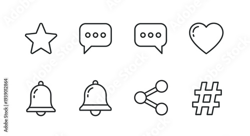 Rounded Social Interaction Symbols With Clean Outline Appearance