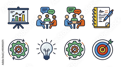 Collaborative Brainstorming Scene With Analytics Board And Goal Target