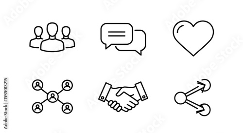 Conversation And Relationship Symbols With Connection Network Elements