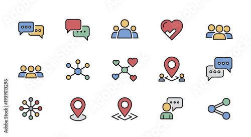 Colorful Digital Interaction Symbols Displayed In Structured Grid Layout