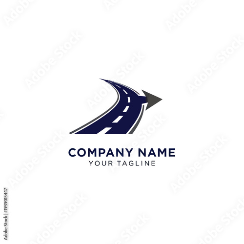 Blue Curved Road Arrow Logo Design.