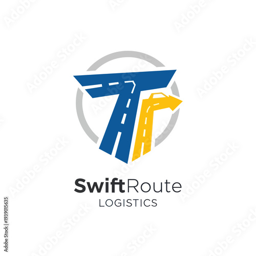 Logistics Company Logo with Road Symbol.