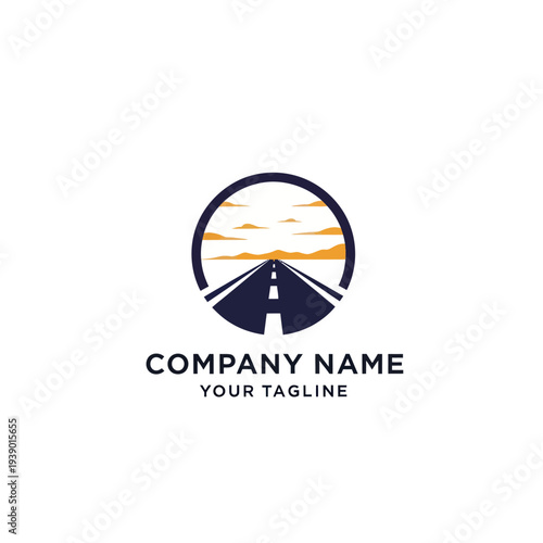 Road Logo Design Template with Sky.