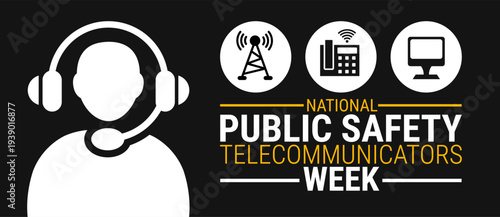 National Public Safety Telecommunicators Week or dispatcher appreciation week background, banner or poster design.