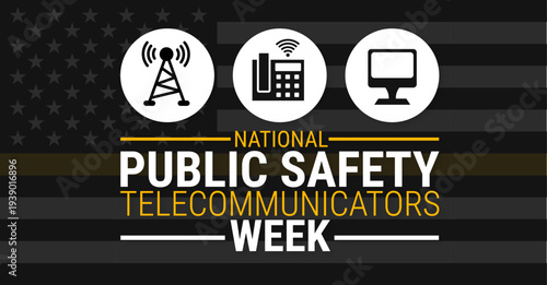 National Public Safety Telecommunicators Week or dispatcher appreciation week background, banner or poster design.