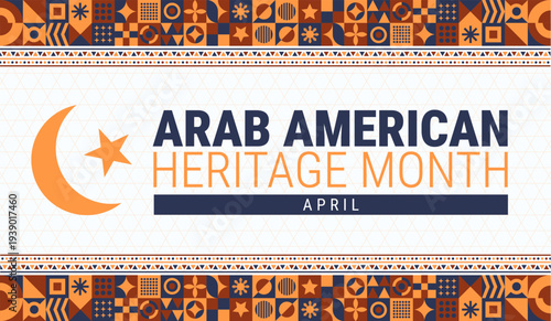 Arab American Heritage Month geometric shape pattern background or banner design.