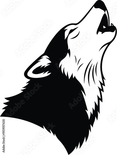 Howling wolf head silhouette icon isolated on transparent background vector illustration