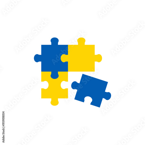 World Down Syndrome Day with Blue and Yellow Puzzle piece. Vector illustration