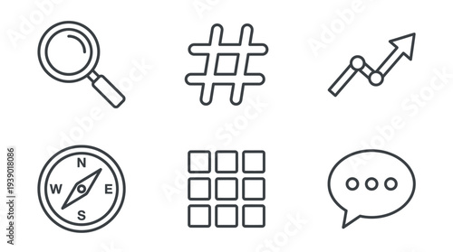 Monochrome Exploration Symbols Showing Search Tag And Direction