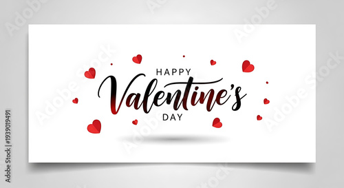 Happy Valentines Day Greeting Card Design With Hearts And Elegant Typography