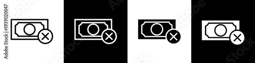 No money black and white icon design concept