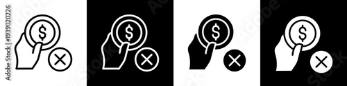No money black and white icon design concept