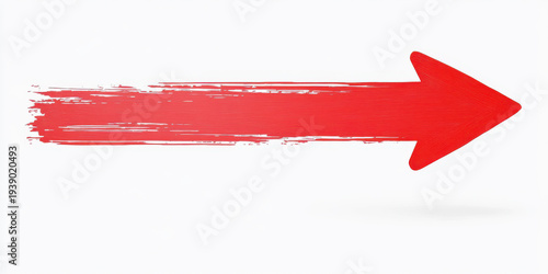 red arrow pointing right with energetic bold textured brush strokes on clean white background